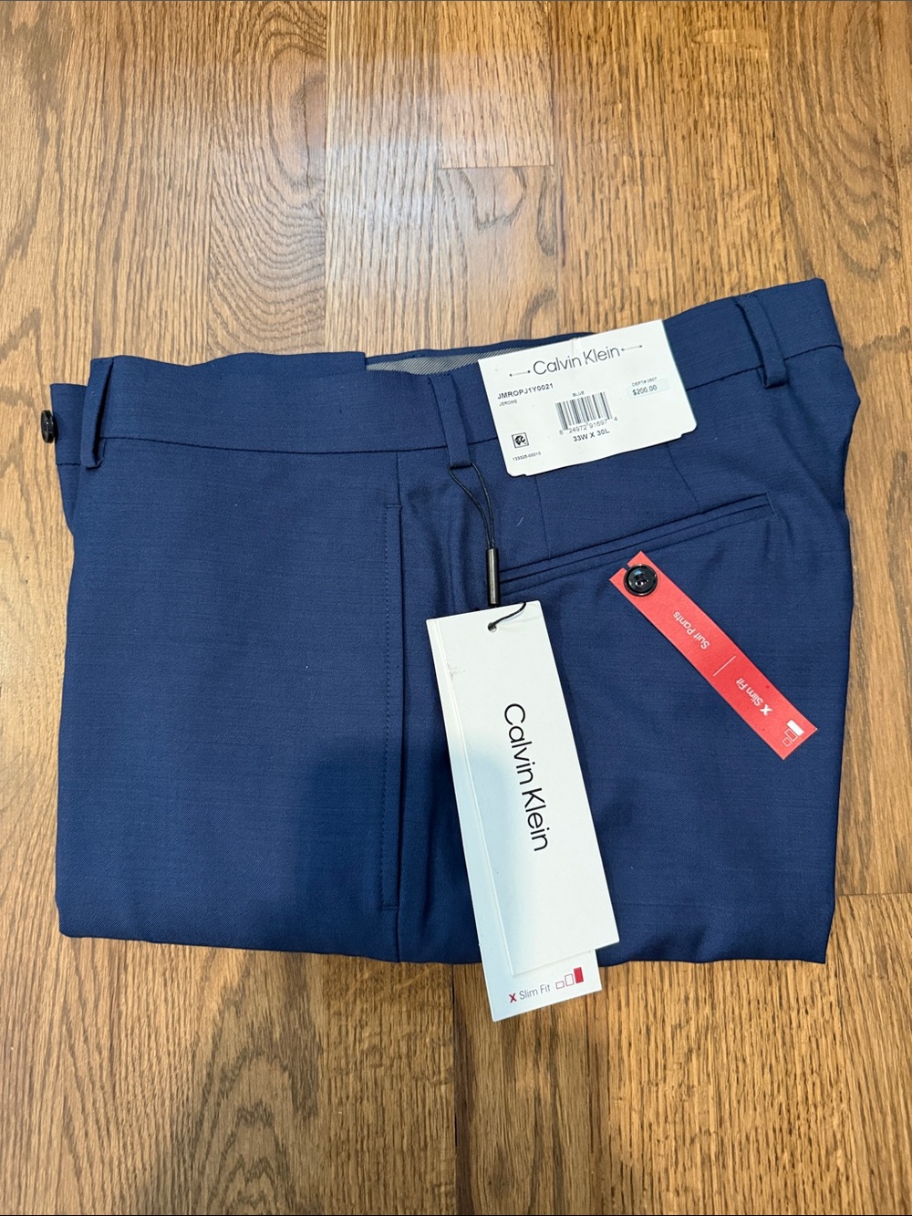 Calvin Klein Men's Slim Flat-Front Navy Dress Pants